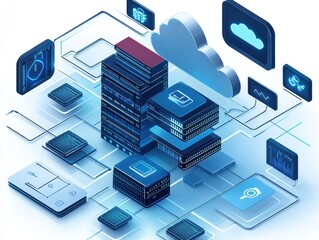 Fototapete - Cloud Storage Infrastructure Technology and Data Management Solutions.
