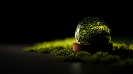 globe model on dark background - eco-education concept
