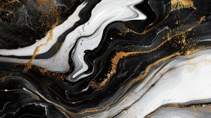 Poster - The abstract picture vague gold and black color particles swirling scattered around, create an seamlessly pattern perfect for designs that aim to evoke a sense of wonder and fantasy background. AIG53.