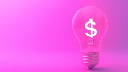 Poster - Light Bulb with Dollar Symbol on Pink Background for Creative Concepts