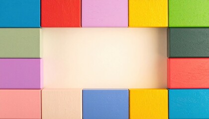 Poster - Creative colorful block arrangement studio setting photography minimalist environment top view visual art concept