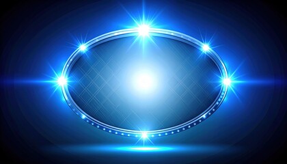 Poster - Illuminated blue oval frame graphic design showcase digital art dark background focused viewpoint modern aesthetics