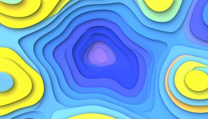 Poster - Dynamic abstract waves digital art creation colorful paper cut design modern aesthetic top-down view visual depth exploration