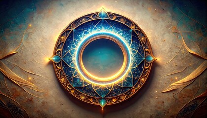 Poster - Illuminated mandala artwork mystical realm digital illustration vibrant colors abstract perspective spiritual concept