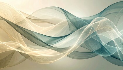Poster - Flowing abstract waves digital art serenity soft colors aesthetic conceptual design