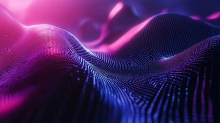 Poster - Dynamic abstract waves digital landscape 3d render colorful environment close-up viewpoint visual concept for technology