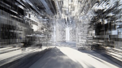 Poster - dynamic digital exploration abstract space virtual environment modern art futuristic perspective