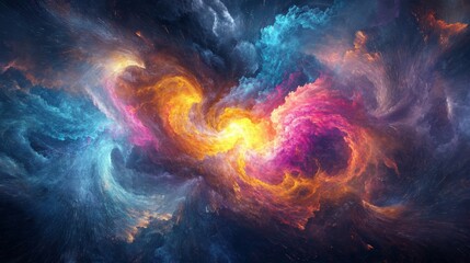 Poster - Cosmic swirls of colorful nebulae deep space digital art astral environment dynamic viewpoint celestial concepts for exploration