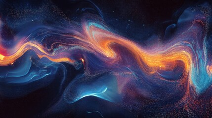 Fototapete - Dynamic abstract waves digital art colorful swirls virtual environment aesthetic perspective conceptual design