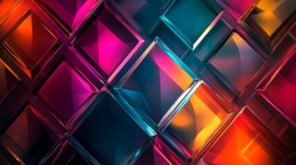 Poster - Dynamic geometric patterns in vibrant colors digital art abstract modern close-up visual exploration