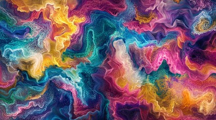 Poster - Vibrant abstract art exploration digital medium colorful swirls contemporary style close-up perspective