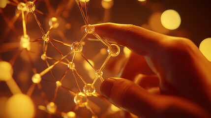 Hand Interacting with Molecular Structure Model