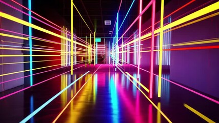 Poster - colorful light installation creates an immersive experience in a modern art space showcasing vibrant