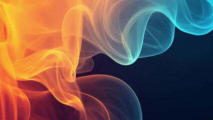 Leinwandbilder - Colorful abstract smoke formation rising in mesmerizing swirls against a dark background in vibrant hues of blue and orange
