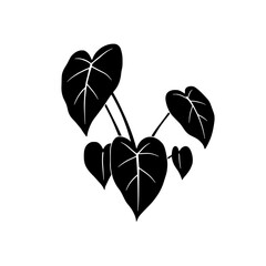 Poster - Simple Plant Silhouette: A clean, minimalist silhouette of a plant with heart-shaped leaves. An ideal design element for various applications.