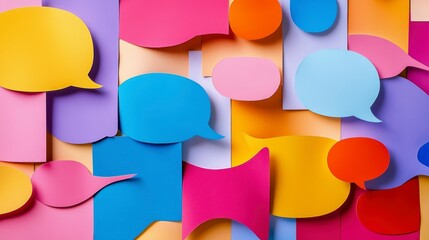 Fototapete - Colorful speech bubbles on a textured background.