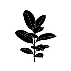 Poster - Botanical Elegance: A striking black and white silhouette captures the graceful lines of a lush plant, its leaves reaching skyward in a display of natural elegance.