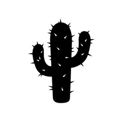 Poster - Solitary Cactus: A minimalist illustration of a single cactus, showcasing its silhouette with sharp spines.