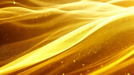 Poster - Golden waves flowing elegantly with sparkling particles in dynamic light