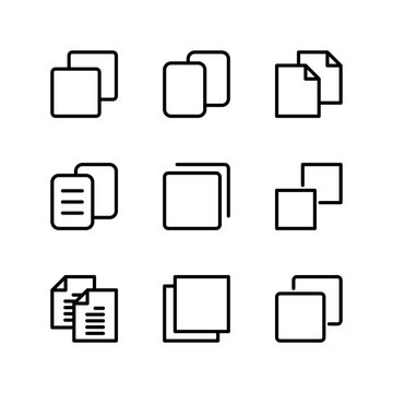 Copy icon set. Document copy icon. Link copy icon.