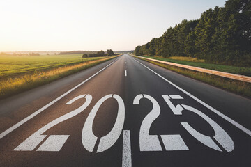 Poster - Asphalt road stretching towards horizon,  
