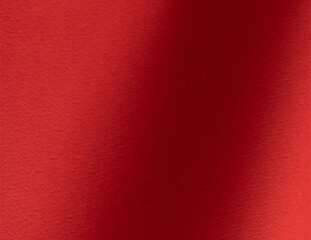 Fototapete - Paper texture with bright red tone, clean smooth surface and curved wavy composition, scarlet designer paper creating bold vibrant backdrop with warm rich contrast and shadow..