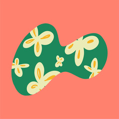 Wall Mural - Abstract figure with flowers. Hand drawn doodle. Modern contemporary fashion illustration. Flat design, hand drawn cartoon, vector.