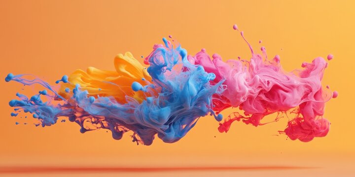 Chromatic ripples twist from ink splashes over background