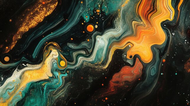 Background featuring ink splash twist, vibrant chromatic stream