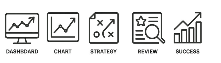 Poster - Visual representation of business performance metrics and strategic planning elements in a digital format