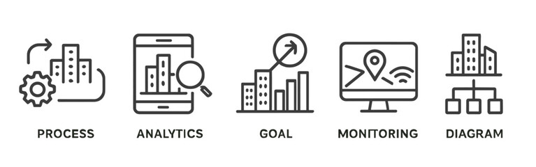 Poster - Visual representation of business process analytics and monitoring in urban development with various data visualization methods