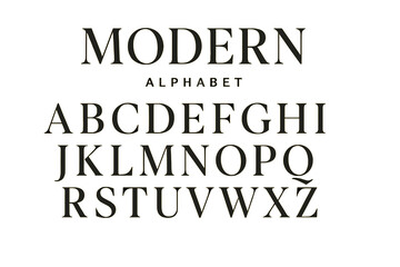 Fototapete - Stylish modern alphabet design showcasing uppercase letters and unique typographic elements in a clean layout