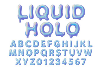 Fototapete - Colorful glossy alphabet with a liquid effect displayed on a white background showcasing creativity and design