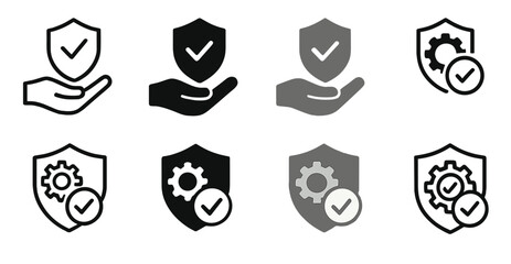 Leinwandbilder - various shield icons depicting security and protection in digital technology and services
