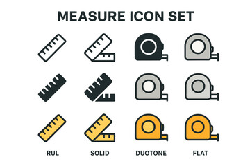 Leinwandbilder - Various measuring tools icons designed in modern flat style for easy use in graphical applications