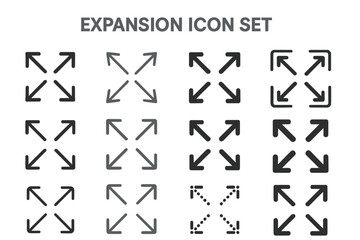 Leinwandbilder - Icon set featuring various expansion arrows in minimalistic design suitable for user interfaces and applications