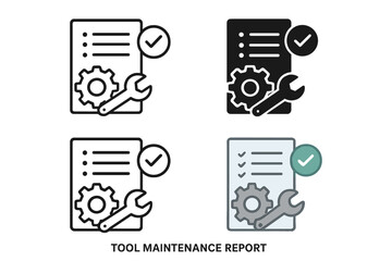 Aufkleber - Tool maintenance report illustration featuring mechanical gears and wrenches in various styles for effective communication of maintenance tasks