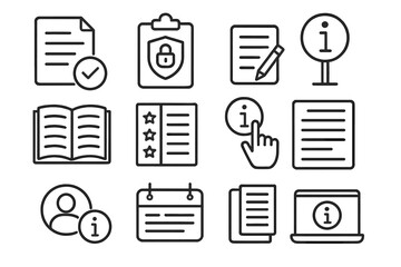Poster - Collection of icons representing information, security, and documentation in a simple design