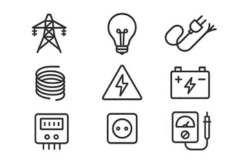Poster - Electrical symbols illustrating various components and concepts in energy and circuitry used in modern infrastructure