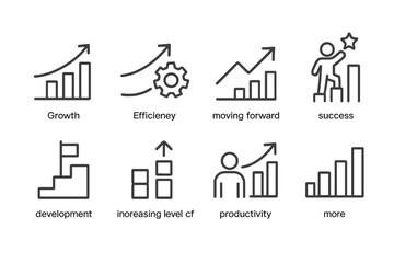 Poster - Growth, efficiency, and productivity charts illustrating success in business development and progress over time