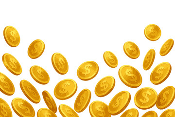 Poster - Golden coins raining down in a vibrant design depicting wealth and prosperity