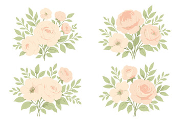 Poster - Floral bouquet designs featuring soft pastel colors and delicate leaves for decorative purposes