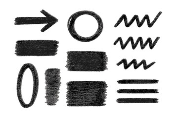 Aufkleber - Black ink sketches featuring various shapes and lines on a white background