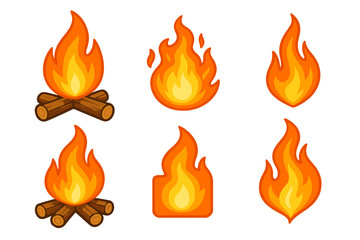 Poster - Various styles of flames and campfire illustrations suitable for design projects and educational purposes