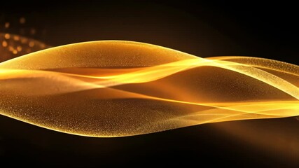 Poster - Mesmerizing golden wave motion with sparkling particles and dynamic energy flow