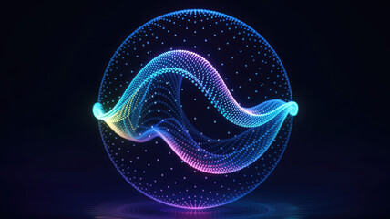 Poster - Abstract 3D sphere digital art with curves and lines: An abstract digital art piece showcases a mesmerizing 3D sphere, crafted with interwoven curves and lines.