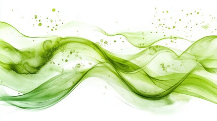 Poster - Flowing green patterns create a dynamic and tranquil atmosphere with soft curves and splashes of color. The design evokes a sense of nature and fluidity, perfect for artistic projects