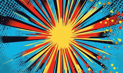 Poster - Vibrant explosion graphic with rays of color and dynamic patterns