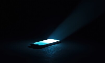 Poster - Smartphone emitting light in dark environment showcasing modern technology and design