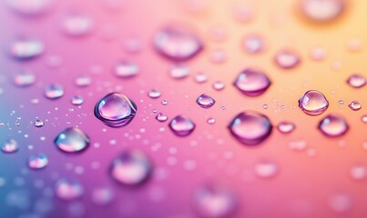 Poster - Colorful water droplets on a gradient background creating a dreamy atmosphere